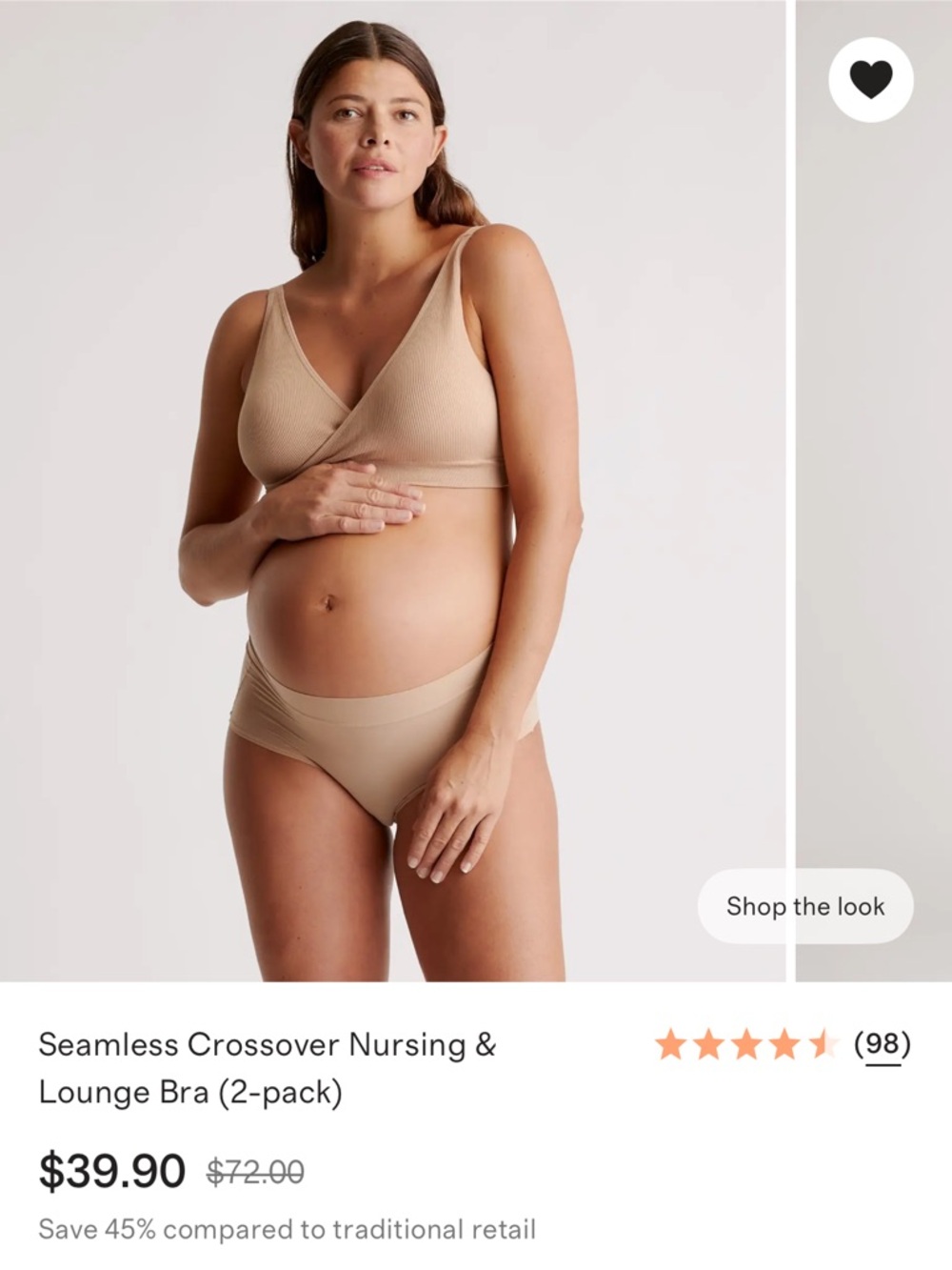 Quince Seamless Crossover Nursing and Lounge Bra (2-pack) in Sand